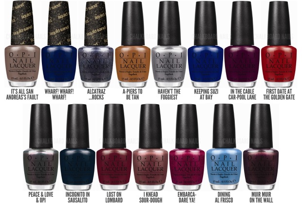 OPI SF 2013 Collection. Image from sweisinc.com. The San Francisco collection is one of my favorites.